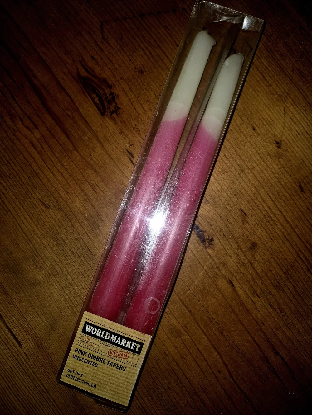 Cost Plus World Market Pink and Cream Ombre Taper Candles - Set of 2
